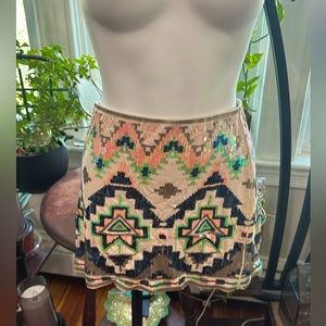 Aztec Sequin Mini Skirt
